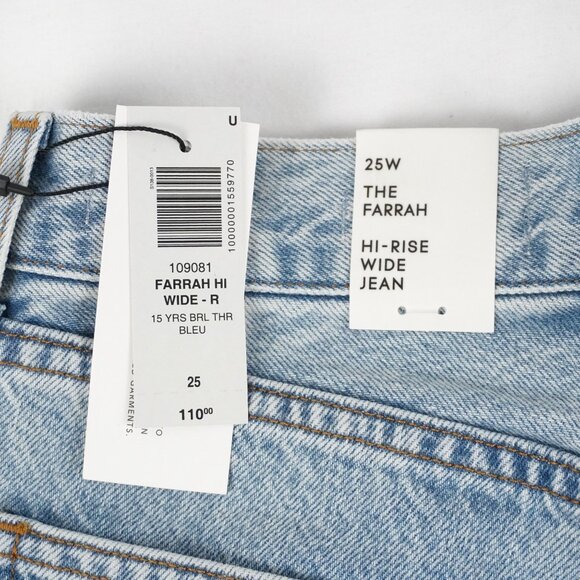 Aritzia Denim Forum Farrah Hi-Rise Wide Jeans in 15 Years Bleu - Size 25 NWT - Picture 9 of 11